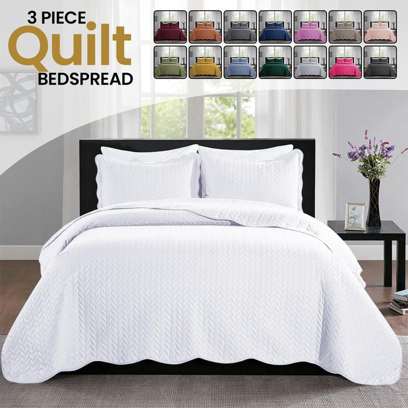 Imperial Homeware 3 Pcs Quilt Bedding Set Reversible Microfiber Coverlet with Pillow Shams for Summer - Lightweight Design Embossed Quilt Bedspread Smooth and Skin Friendly Twin Size ( Include 1 Pillow Sham ) Queen King Size