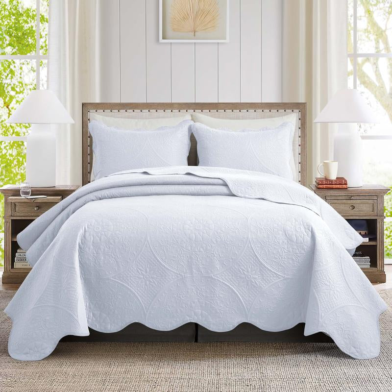 Imperial Homeware 3 Pcs Quilt Bedding Set Reversible Microfiber Coverlet with Pillow Shams for Summer - Lightweight Design Embossed Quilt Bedspread Smooth and Skin Friendly Twin Size ( Include 1 Pillow Sham ) Queen King Size