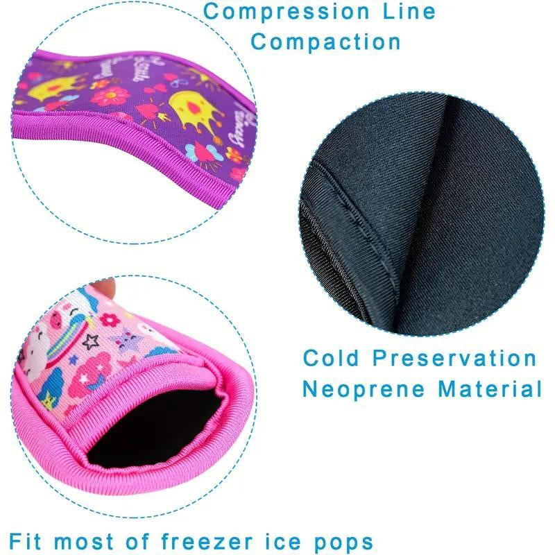 Random Color Ice Pop Sleeves, 4 Counts/Set Ice Pop Neoprene Insulator Sleeves, Freezer Popsicle Holder Sleeves, Reusable Washable Ice Popsicle Holders Kitchen Silicone Utensils Insulation