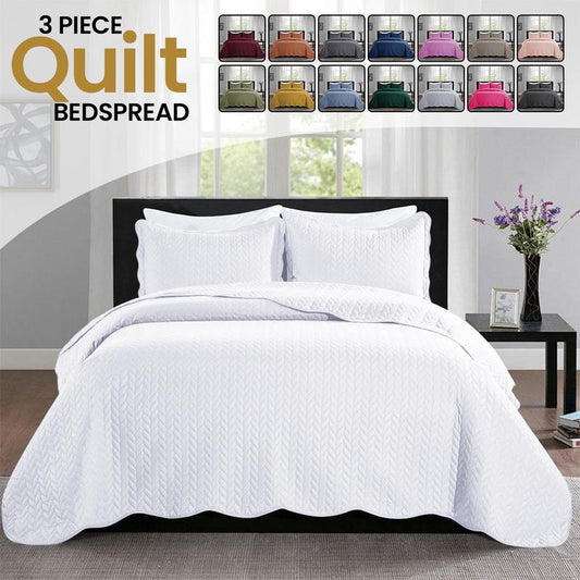 Imperial Homeware 3 Pcs Quilt Bedding Set Reversible Microfiber Coverlet with Pillow Shams for Summer - Lightweight Design Embossed Quilt Bedspread Smooth and Skin Friendly Twin Size ( Include 1 Pillow Sham ) Queen King Size
