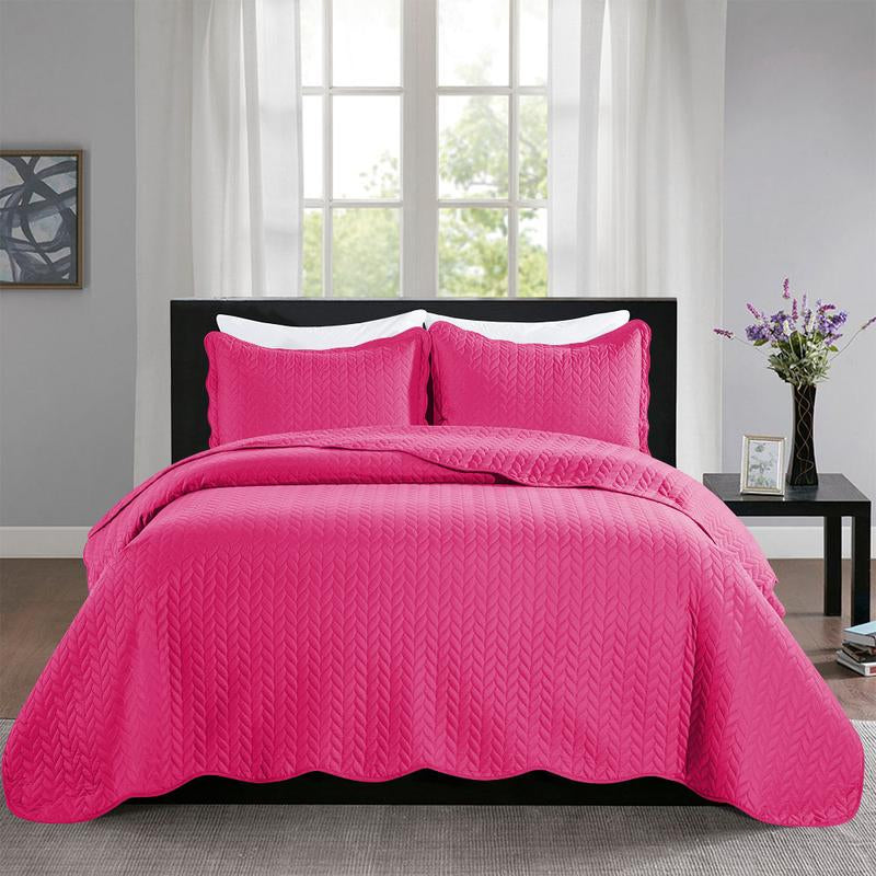 Imperial Homeware 3 Pcs Quilt Bedding Set Reversible Microfiber Coverlet with Pillow Shams for Summer - Lightweight Design Embossed Quilt Bedspread Smooth and Skin Friendly Twin Size ( Include 1 Pillow Sham ) Queen King Size