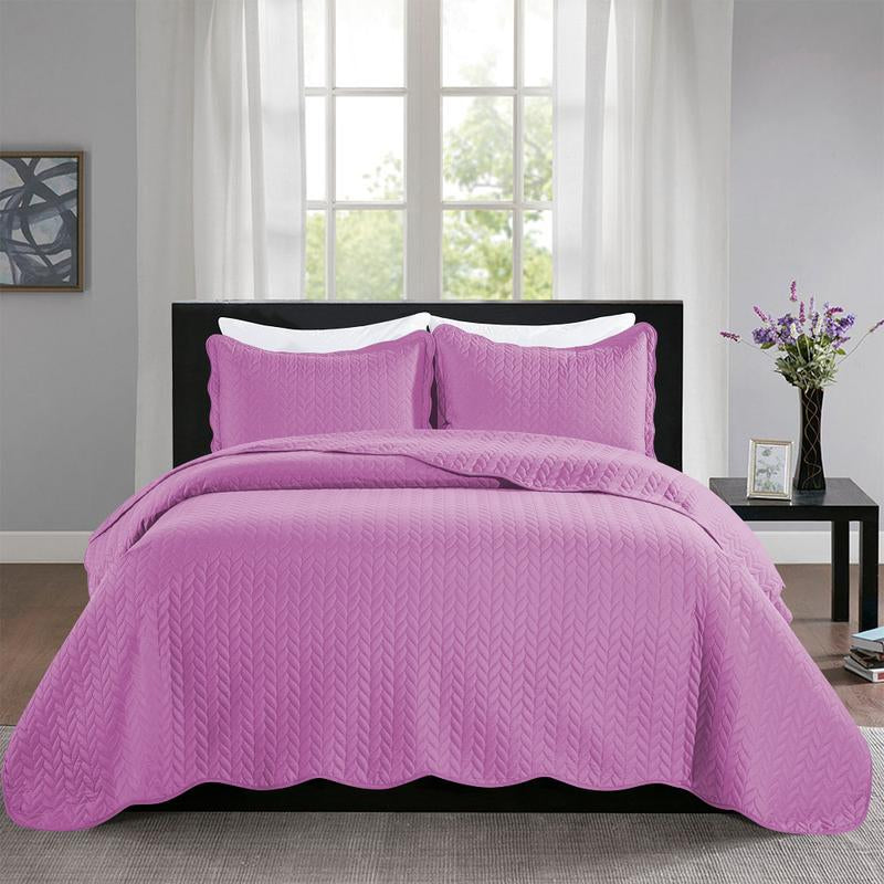 Imperial Homeware 3 Pcs Quilt Bedding Set Reversible Microfiber Coverlet with Pillow Shams for Summer - Lightweight Design Embossed Quilt Bedspread Smooth and Skin Friendly Twin Size ( Include 1 Pillow Sham ) Queen King Size
