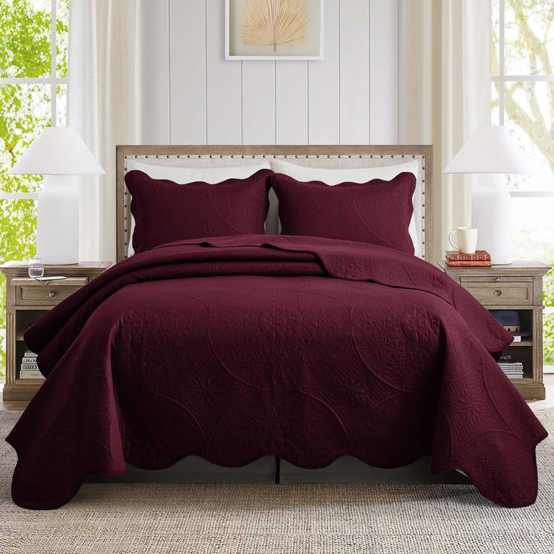 Imperial Homeware 3 Pcs Quilt Bedding Set Reversible Microfiber Coverlet with Pillow Shams for Summer - Lightweight Design Embossed Quilt Bedspread Smooth and Skin Friendly Twin Size ( Include 1 Pillow Sham ) Queen King Size