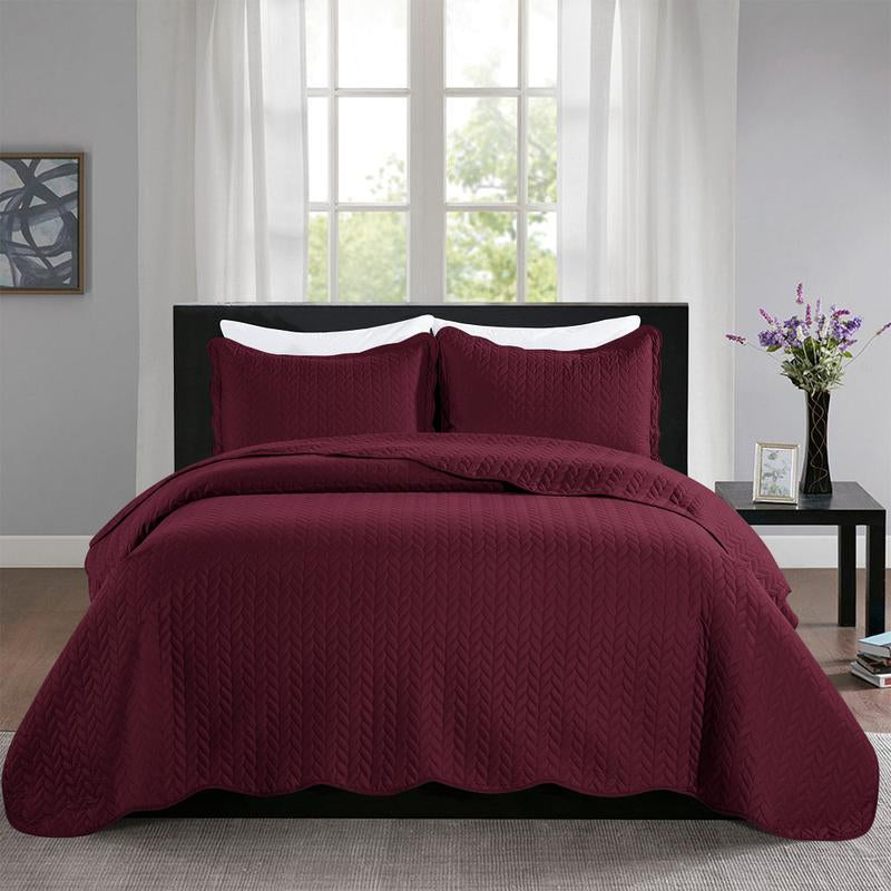 Imperial Homeware 3 Pcs Quilt Bedding Set Reversible Microfiber Coverlet with Pillow Shams for Summer - Lightweight Design Embossed Quilt Bedspread Smooth and Skin Friendly Twin Size ( Include 1 Pillow Sham ) Queen King Size