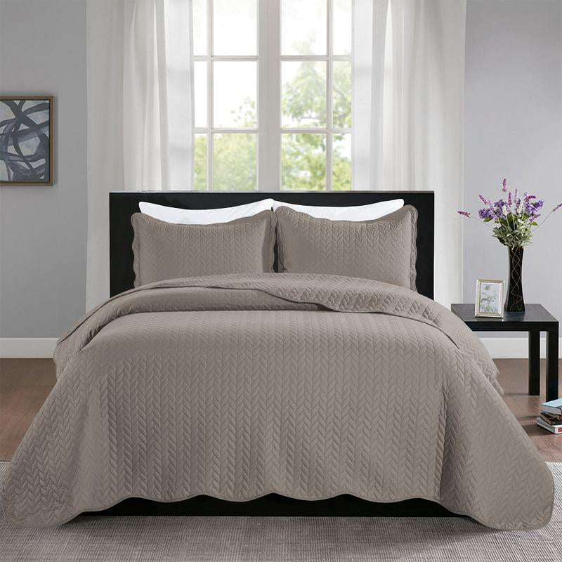 Imperial Homeware 3 Pcs Quilt Bedding Set Reversible Microfiber Coverlet with Pillow Shams for Summer - Lightweight Design Embossed Quilt Bedspread Smooth and Skin Friendly Twin Size ( Include 1 Pillow Sham ) Queen King Size