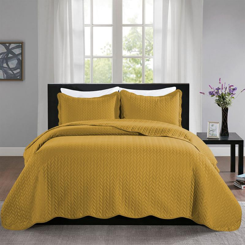 Imperial Homeware 3 Pcs Quilt Bedding Set Reversible Microfiber Coverlet with Pillow Shams for Summer - Lightweight Design Embossed Quilt Bedspread Smooth and Skin Friendly Twin Size ( Include 1 Pillow Sham ) Queen King Size