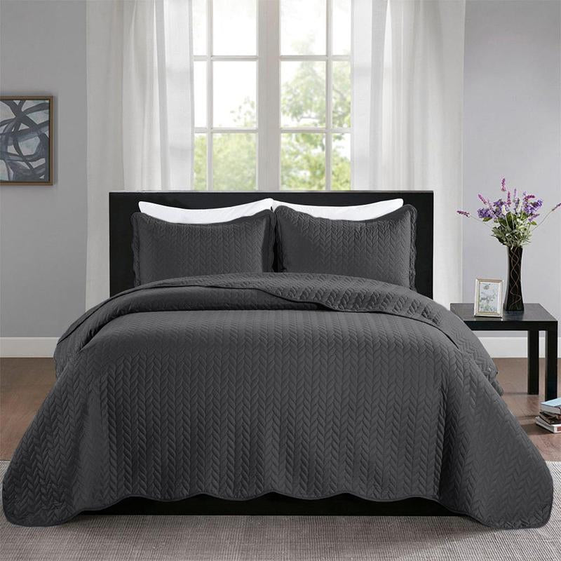Imperial Homeware 3 Pcs Quilt Bedding Set Reversible Microfiber Coverlet with Pillow Shams for Summer - Lightweight Design Embossed Quilt Bedspread Smooth and Skin Friendly Twin Size ( Include 1 Pillow Sham ) Queen King Size