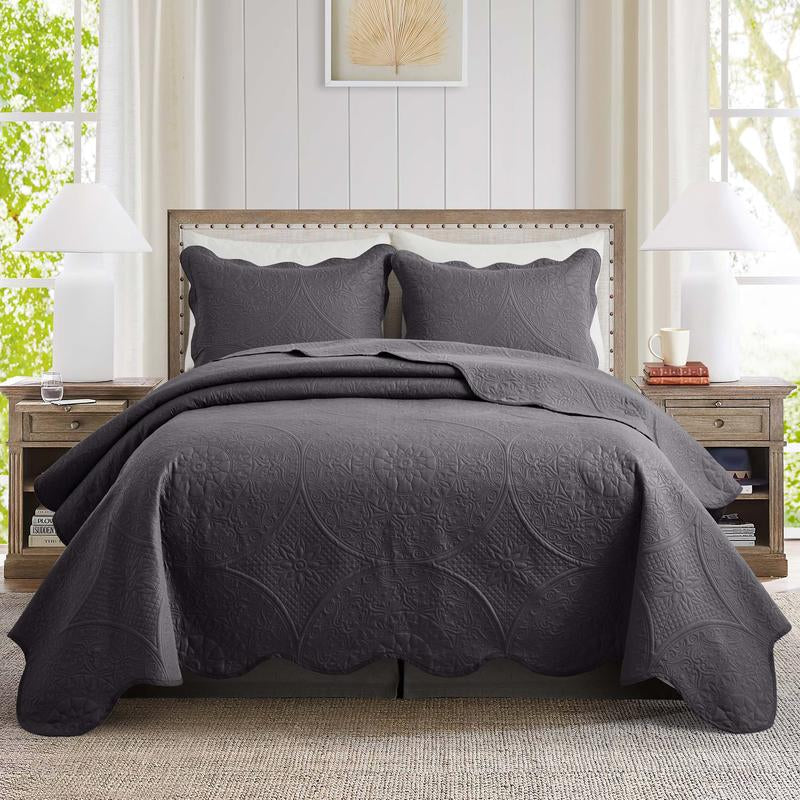 Imperial Homeware 3 Pcs Quilt Bedding Set Reversible Microfiber Coverlet with Pillow Shams for Summer - Lightweight Design Embossed Quilt Bedspread Smooth and Skin Friendly Twin Size ( Include 1 Pillow Sham ) Queen King Size