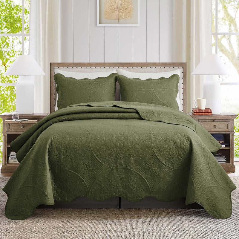 Imperial Homeware 3 Pcs Quilt Bedding Set Reversible Microfiber Coverlet with Pillow Shams for Summer - Lightweight Design Embossed Quilt Bedspread Smooth and Skin Friendly Twin Size ( Include 1 Pillow Sham ) Queen King Size