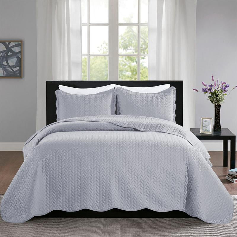 Imperial Homeware 3 Pcs Quilt Bedding Set Reversible Microfiber Coverlet with Pillow Shams for Summer - Lightweight Design Embossed Quilt Bedspread Smooth and Skin Friendly Twin Size ( Include 1 Pillow Sham ) Queen King Size