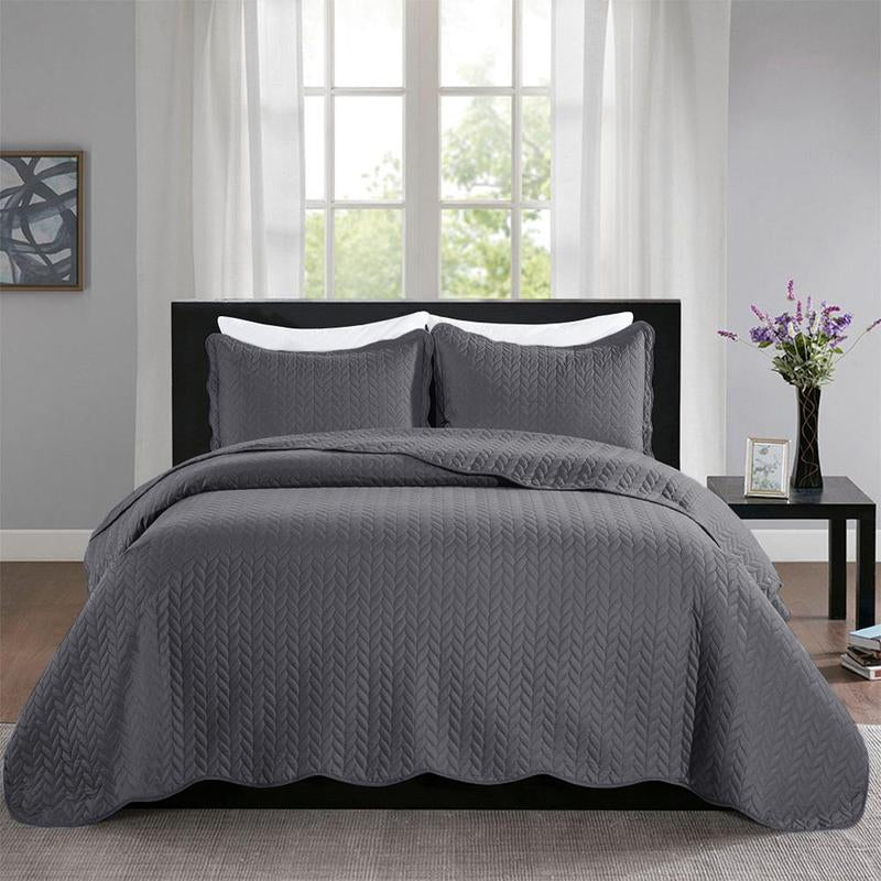 Imperial Homeware 3 Pcs Quilt Bedding Set Reversible Microfiber Coverlet with Pillow Shams for Summer - Lightweight Design Embossed Quilt Bedspread Smooth and Skin Friendly Twin Size ( Include 1 Pillow Sham ) Queen King Size