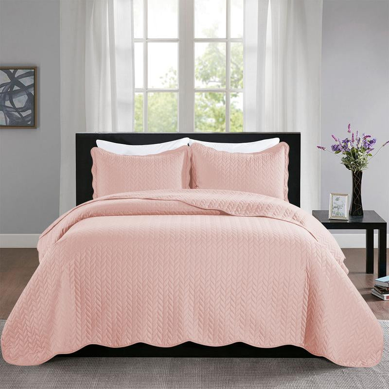 Imperial Homeware 3 Pcs Quilt Bedding Set Reversible Microfiber Coverlet with Pillow Shams for Summer - Lightweight Design Embossed Quilt Bedspread Smooth and Skin Friendly Twin Size ( Include 1 Pillow Sham ) Queen King Size