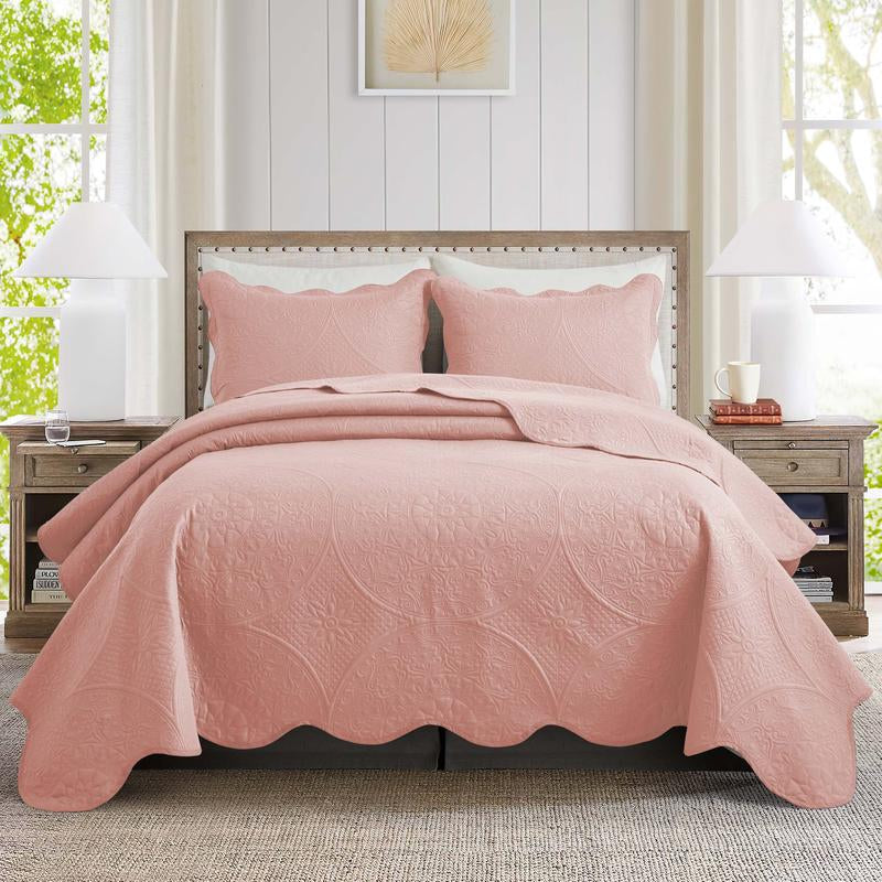 Imperial Homeware 3 Pcs Quilt Bedding Set Reversible Microfiber Coverlet with Pillow Shams for Summer - Lightweight Design Embossed Quilt Bedspread Smooth and Skin Friendly Twin Size ( Include 1 Pillow Sham ) Queen King Size