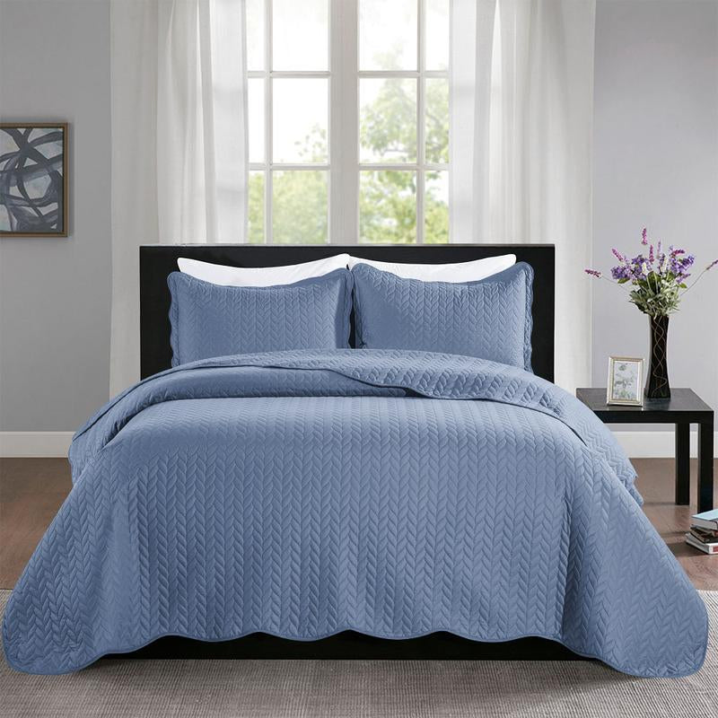 Imperial Homeware 3 Pcs Quilt Bedding Set Reversible Microfiber Coverlet with Pillow Shams for Summer - Lightweight Design Embossed Quilt Bedspread Smooth and Skin Friendly Twin Size ( Include 1 Pillow Sham ) Queen King Size