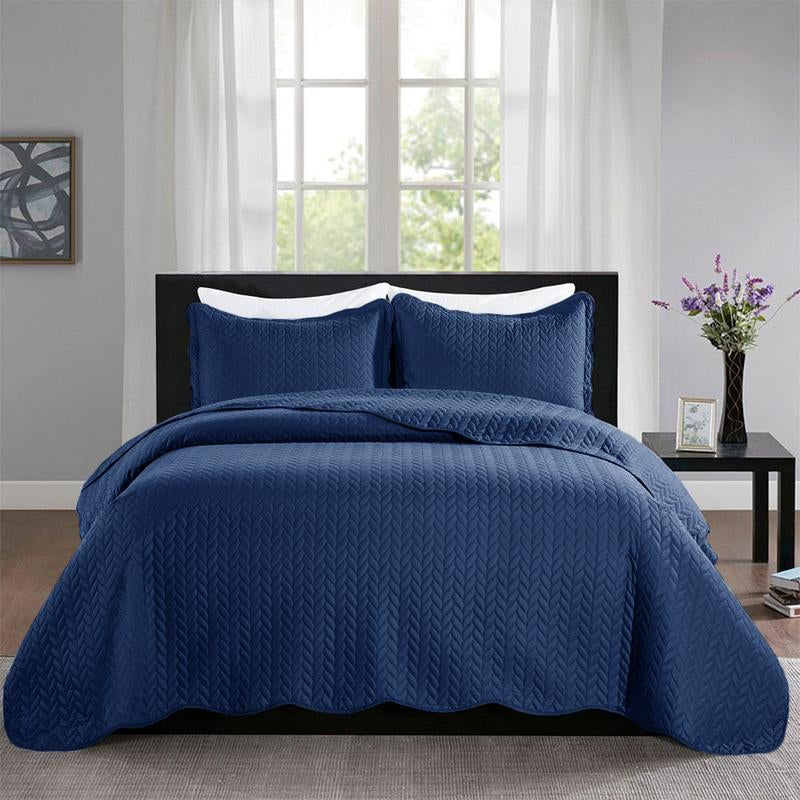 Imperial Homeware 3 Pcs Quilt Bedding Set Reversible Microfiber Coverlet with Pillow Shams for Summer - Lightweight Design Embossed Quilt Bedspread Smooth and Skin Friendly Twin Size ( Include 1 Pillow Sham ) Queen King Size