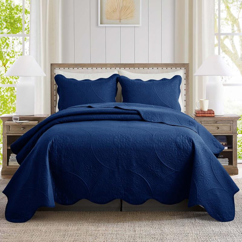Imperial Homeware 3 Pcs Quilt Bedding Set Reversible Microfiber Coverlet with Pillow Shams for Summer - Lightweight Design Embossed Quilt Bedspread Smooth and Skin Friendly Twin Size ( Include 1 Pillow Sham ) Queen King Size